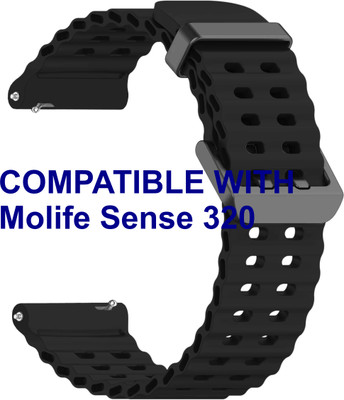 ACM WSM40B22BK2118 Watch Strap Silicone Sports 22mm for Molife Sense 320 Smartwatch Black Smart Watch Strap(Black)