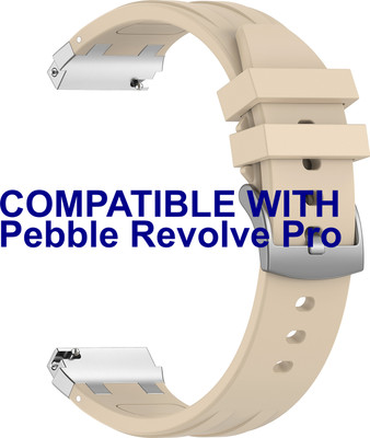 ACM Watch Strap Metal Hook Silicone for Pebble Revolve Pro Smartwatch Starlight Smart Watch Strap(White)