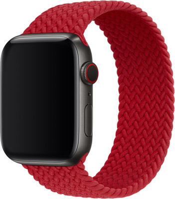 DailyObjects Red Lightweight Braided Solo Loop Watchband/Straps Compatible With Apple Watch 38 mm/40 mm/41 mm | Sporty Adjustable Strap with Premium Slim Fit Watchband For Apple iWatch Ultra Series SE 8 7 6 5 4 3 2 1 (Watch Not Included) Smart Watch Strap(Red)