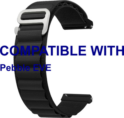 ACM WSM17E22BK3921 Watch Strap Nylon Hook Belt 22mm for Pebble EVE Smartwatch Black Smart Watch Strap(Black)