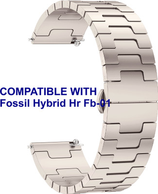 ACM WSM37Y22ST1054 Watch Strap Metal Steel 22mm for Fossil Hybrid Hr Fb-01 Smartwatch Starlight Smart Watch Strap(White)