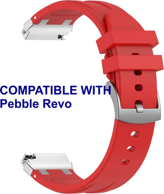 ACM WSM36X22RD2398 Watch Strap Metal Hook Silicone 22mm for Pebble Revo Smartwatch Red Smart Watch Strap(Red)