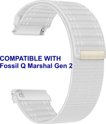 ACM WSM39A22WT1064 Watch Strap Nylon Soft 22mm for Fossil Q Marshal Gen 2 Smartwatch White Smart Watch Strap(White)