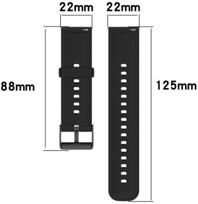 Chalo Kharido Soft Silicone 22mm Smartwatch Strap/Band with Black Metal Buckle Strap for Smartwatch Smart Watch Strap(Black)