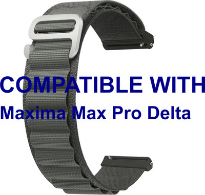 ACM WSM17E22GY3913 Watch Strap Nylon Hook Belt 22mm for Maxima Max Pro Delta Smartwatch Grey Smart Watch Strap(Grey)
