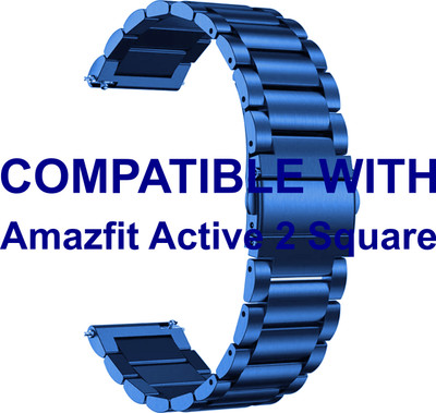 ACM WSM6S20BL3909 Watch Strap Metal Belt 20mm for |Amazfit Active 2 Square Smartwatch Blue Smart Watch Strap(Blue)