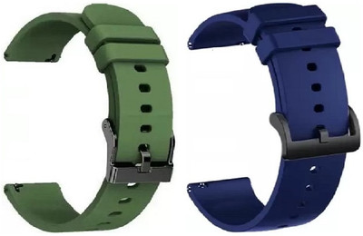 RUPELIK Soft Silicone Black Metal Lock Watch Strap Suitable For All 22mm Watches Smart Watch Strap(Green)