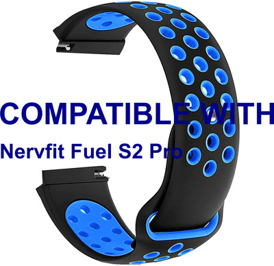 ACM WSM1D20BKB3915 Watch Strap Dotted Belt 20mm for Nervfit Fuel S2 Pro Smartwatch Black & Blue Smart Watch Strap(Mullti Color)