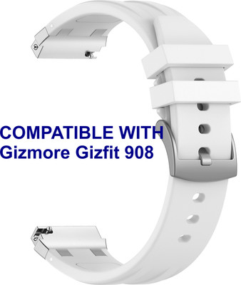 ACM WSM36X20WT2130 Watch Strap Metal Hook Silicone 20mm for Gizmore Gizfit 908 Smartwatch White Smart Watch Strap(White)