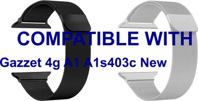 ACM WSM4M40BKSL1128N3 Pack of 2 Sliding 44mm 49mm Watch Strap Magnetic for Gazzet 4g A1 A1s403c New Smartwatch Black/Silver Smart Watch Strap(Mullti Color)