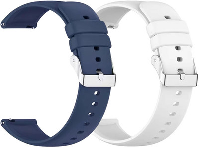 AOnes Pack of 2 Silicone Belt for Ambrane Wise Roam 2 Smart Watch Strap(Blue, White)