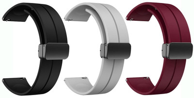 AOnes Pack of 3 Silicone Belt Magnetic Folding Buckle for Cellecor E5 Connect Watch Belt Smart Watch Strap(Black, Grey, Red)