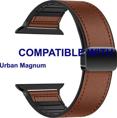 ACM WSM28P40BR1696 Sliding 44mm 49mm Watch Strap Leather Magnetic Silicone for Urban Magnum Smartwatch Brown Smart Watch Strap(Brown)