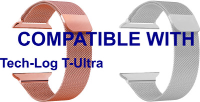 ACM WSM4M40RSGSL1197N1 Pack of 2 Sliding 44mm 49mm Watch Strap Magnetic for Tech-Log T-Ultra Smartwatch Rose Gold Pink/Silver Smart Watch Strap(Mullti Color)