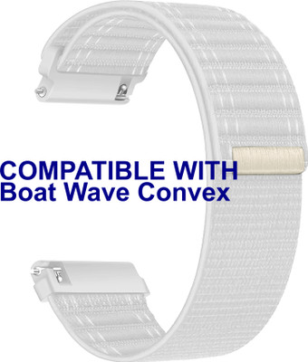 ACM WSM39A22WT3461 Watch Strap Nylon Soft 22mm for Boat Wave Convex Smartwatch Belt White Smart Watch Strap(White)