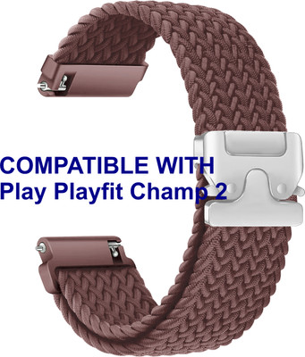 ACM WSM38Z20BR2886 Watch Strap Woven Braided Clipper 20mm for Play Playfit Champ 2 Smartwatch Brown Smart Watch Strap(Brown)