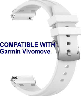 ACM WSM36X20WT1083 Watch Strap Metal Hook Silicone 20mm for Garmin Vivomove Smartwatch White Smart Watch Strap(White)