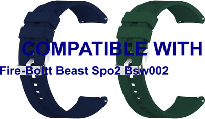 ACM WSM15C20DBLGR2436 Pack of 2 Watch Strap Silicone Hook 20mm for Fire-Boltt Beast Spo2 Bsw002 Smartwatch (Dark Blue/Green) Smart Watch Strap(Mullti Color)