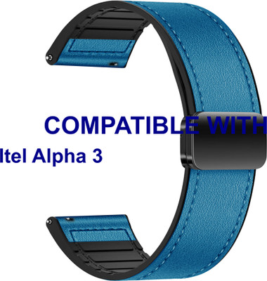 ACM WSM28P22BL3905 Watch Strap Leather Magnetic Silicone Belt 22mm for New Itel| Alpha 3 Smartwatch Blue Smart Watch Strap(Blue)