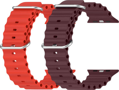 Geo SPORTS Silicone Ocean Adjustable Metal-Hook Premium red and purple straps Smart Watch Strap(Red, Purple)