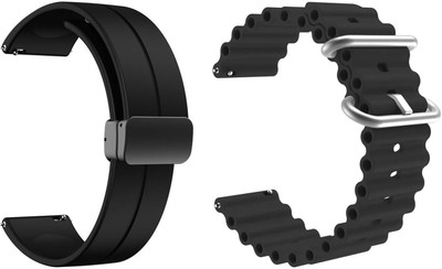 AOnes Pack of 2 Watch Strap Silicone Magnetic Belt for Zebronics Zeb-Drip Smart Watch Strap(Black)