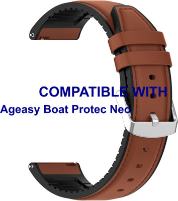 ACM WSM33U22BR3910 Watch Strap Leather Silicone Belt 22mm for Ageasy Boat Protec Neo Smartwatch Brown Smart Watch Strap(Brown)