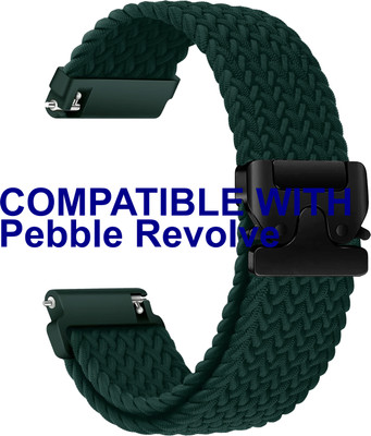 ACM Watch Strap Woven Braided Clipper 22mm for Pebble Revolve Smartwatch Turquoise M38 Smart Watch Strap(Blue)