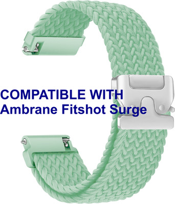 ACM WSM38Z22GR2573 Watch Strap Woven Braided Clipper 22mm for Ambrane Fitshot Surge Smartwatch Green Smart Watch Strap(Green)
