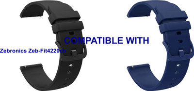 ACM WSM24L22BKBL1623 Pack of 2 Watch Strap Silicone Color Hook 22mm for Zebronics Zeb-Fit4220ch Smartwatch (Black/Blue) Smart Watch Strap(Mullti Color)