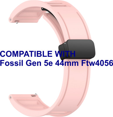 ACM WSM35W22CPK1315 Watch Strap Magnetic Clasp 22mm for Fossil Gen 5e 44mm Ftw4056 Ftw4049 Smartwatch Creame Pink Smart Watch Strap(Pink)