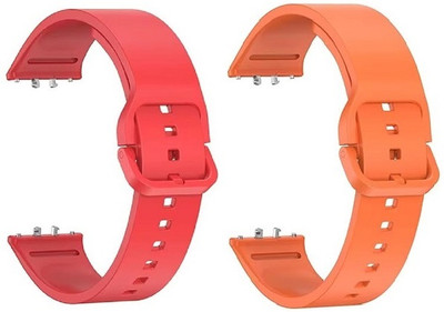 RUPELIK Flexible Silicone Replacement Strap Compatible With Sam Galaxy Fit 3 (Pack Of 2) Smart Watch Strap(Red, Orange)