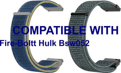 ACM WSM3V22BLGY2816 Pack of 2 Watch Strap Nylon Loop 22mm for Fire-Boltt Hulk Bsw052 Smartwatch (Blue/Grey) Smart Watch Strap(Mullti Color)