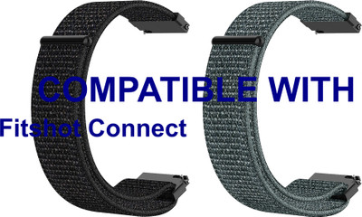 ACM WSM3V22BKGY2781 Pack of 2 Watch Strap Nylon Loop 22mm for Fitshot Connect Smartwatch (Black/Grey) Smart Watch Strap(Mullti Color)
