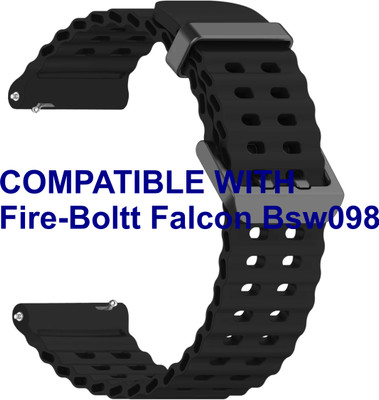 ACM WSM40B20BK3076 Watch Strap Silicone Sports 20mm for Fire-Boltt Falcon Bsw098 Smartwatch Belt Black Smart Watch Strap(Black)