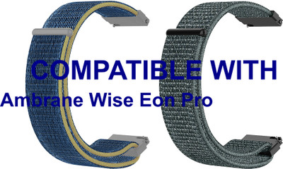 ACM WSM3V22BLGY2868 Pack of 2 Watch Strap Nylon Loop 22mm for |Ambrane Wise Eon Pro Smartwatch (Blue/Grey) Smart Watch Strap(Mullti Color)