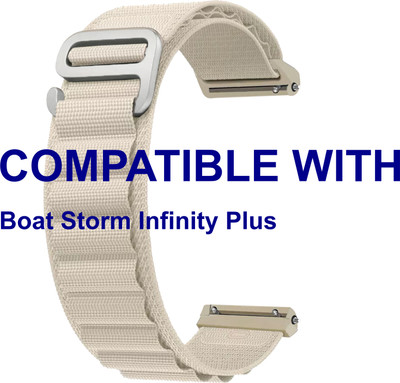ACM WSM17E22WT3889 Watch Strap Nylon Hook Belt 22mm for |Boat Storm Infinity Plus Smartwatch White Smart Watch Strap(White)