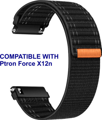 ACM WSM39A22BK3128 Watch Strap Nylon Soft 22mm for Ptron Force X12n Smartwatch Belt Black Smart Watch Strap(Black)