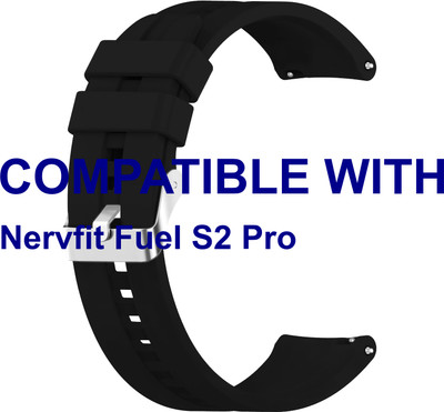ACM WSM15C20BK3915 Watch Strap Silicone Hook Belt 20mm for Nervfit Fuel S2 Pro Smartwatch Black Smart Watch Strap(Black)