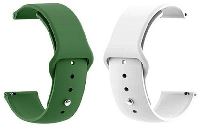 PUNAK 20MM Silicon Smartwatch Band Strap Pack of 2 Smart Watch Strap(White, Green)