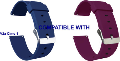 ACM WSM7A20BLPU2304 Pack of 2 Watch Strap Silicone 20mm for V2a Cimo 1 Smartwatch (Blue/Purple) Smart Watch Strap(Mullti Color)