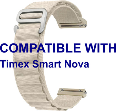 ACM WSM17E22WT3907 Watch Strap Nylon Hook Belt 22mm for |Timex| Smart Nova Smartwatch White Smart Watch Strap(White)