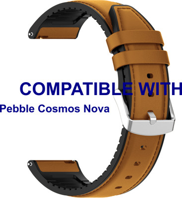 ACM Watch Strap Leather Silicone for Pebble Cosmos Nova Smartwatch Gold Smart Watch Strap(Gold)