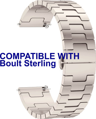 ACM WSM37Y22ST3441 Watch Strap Metal Steel for Boult Sterling Smartwatch Belt Starlight Smart Watch Strap(White)