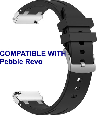 ACM WSM36X22BK2398 Watch Strap Metal Hook Silicone 22mm for Pebble Revo Smartwatch Black Smart Watch Strap(Black)