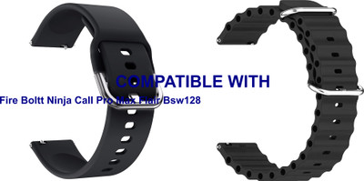 ACM WSM818B22BKBK3840 Pack of 2 Watch Strap Silicone 22mm for Fire Boltt Ninja Call Pro Max Flair Bsw128 Smartwatch (Black) Smart Watch Strap(Mullti Color)