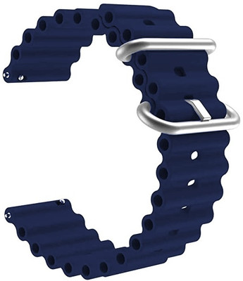 BLACK LOVIES 20MM SOFT SILICON OCEAN SPORT LOOP BELT Smart Watch Strap(Blue)