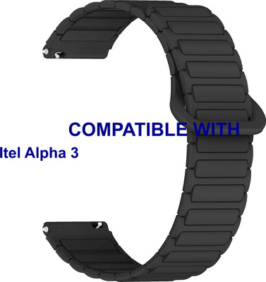 ACM WSM34V22BK3905 Watch Strap Magnetic Silicone Belt 22mm for |Itel Alpha 3 Smartwatch Black Smart Watch Strap(Black)