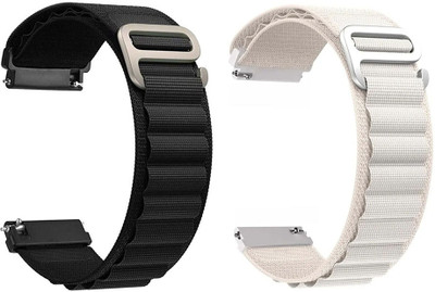 AOnes Pack of 2 Alpine Nylon Loop Watch Strap for Boult Drift+ Bluetooth Calling, 1.85 Inch Smart Watch Strap(Black, White) AOnes Pack of 2 Alpine Nylon Loop Watch Strap for Boult Drift+ Bluetooth Calling, 1.85 Inch Smart Watch Strap(Black, White)
