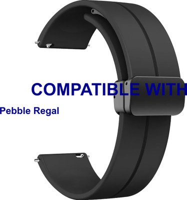 ACM WSM19G22BK3899 Watch Strap Magnetic Clasp Belt 22mm for Pebble Regal Smartwatch Black Smart Watch Strap(Black)