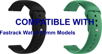 ACM WSM2P20BKGR4004 Pack of 2 Watch Strap Silicone Belt 20mm for Fastrack Watch 20mm Models (Black/Green) Smart Band Strap(Mullti Color)
